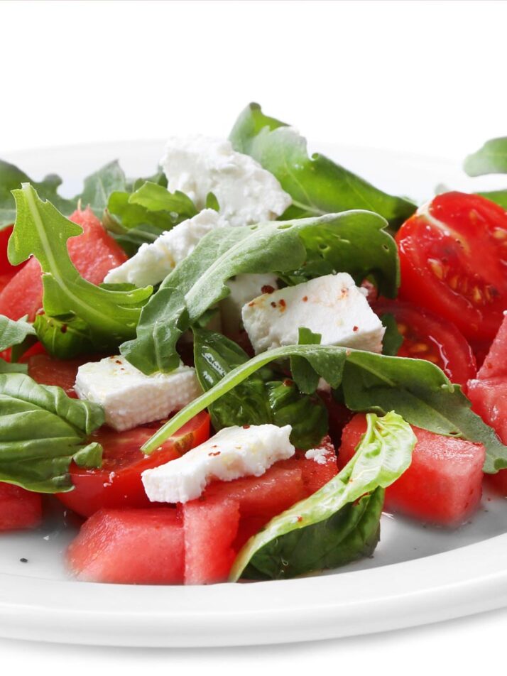 Fresh Basil Olive Oil with Watermelon Caprese Salad