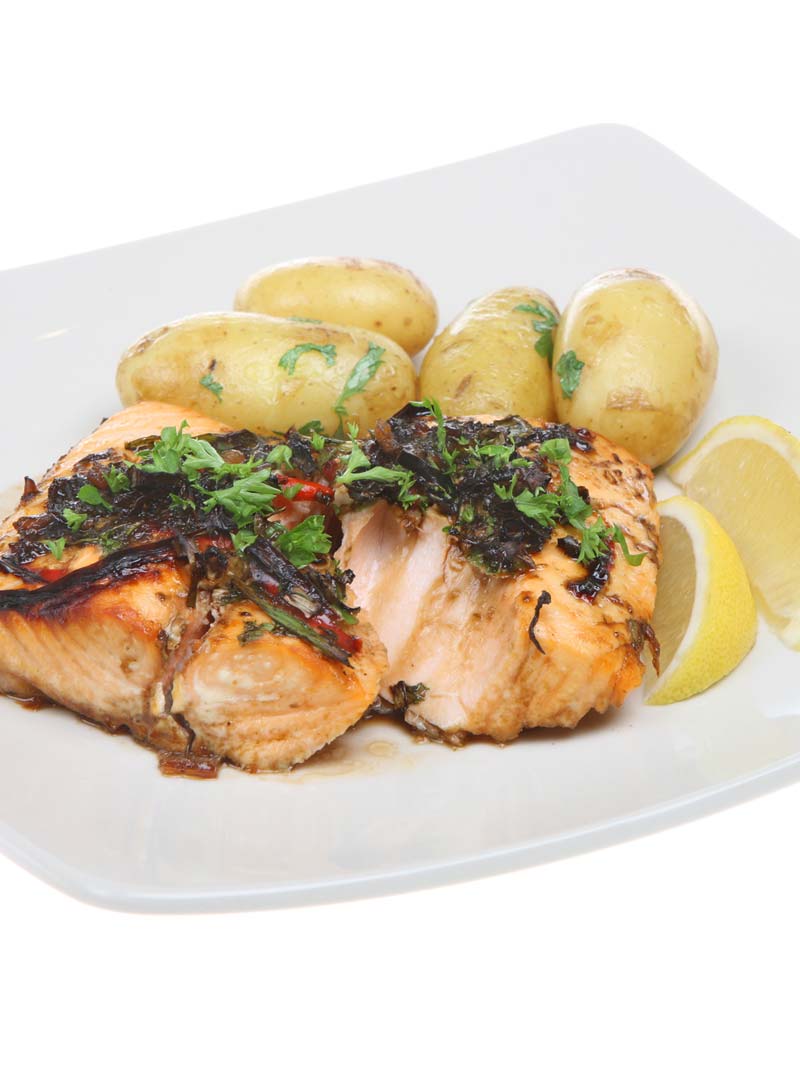 Salmon Steaks with Lemon Sauce - Temecula Olive Oil Company