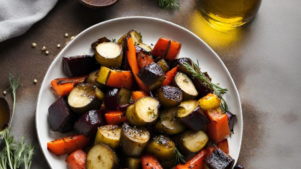 Honey Balsamic Roasted Vegetables with Hickory Smoked Olive Oil