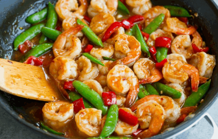 Blood Orange Garlic Shrimp Stir Fry