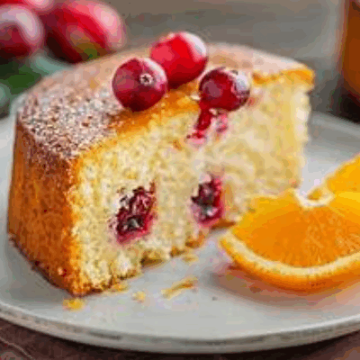 Orange Cake with Pomegranate Compote