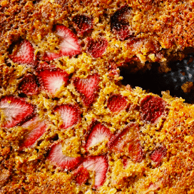Strawberry Balsamic Olive Oil Breakfast Cake