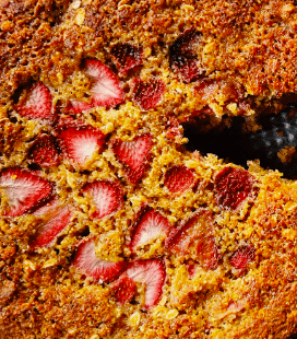 Strawberry Balsamic Olive Oil Breakfast Cake