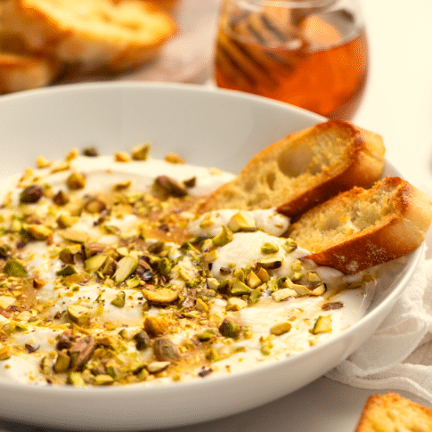 TOOC Whipped Ricotta with Honey Honey and Herby Pistachios